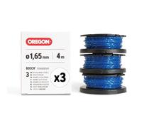 Oregon Bobine de fil de débroussailleuse pour Bosch, remplacement exact du modèle F016800569, compatible avec Bosch EasyGrassCut, fil Oregon Gatorline premium torsadé carré 1,65 mm, lot de 3