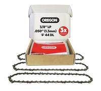 OREGON - Lot de 3 Chaînes de Tronçonneuse, avec Pas 3/8" Low Profile / Jauge 0,050" (1,3 mm) / 44 Maillons / Gouges Demi-Ronde, pour Guide-Chaîne 30 cm (T44X3)