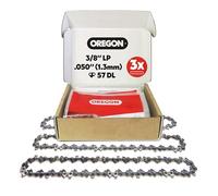 Oregon Lot de 3 Chaîne de Tronçonneuse 3/8" LP pour Guide de 40cm (16"), Jauge .050" (1,3mm), 57 Maillons - Chaîne de Rechange à Faible Rebond, Compatible Titan, Ryobi, Hawksmoor, Ferrex et Plus