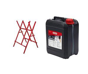 Oregon - Chevalet de Sciage en Acier, Repliable et Ajustable, Bûches de 27 cm de Large Maximum (584145) & Huile pour Chaîne et Guide-Chaîne de Tronçonneuse, 5 L (O10-4936)