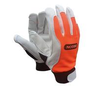 OREGON Gants de travail haute adhérence Protection pour sylviculture, jardinage et travaux extérieurs, avec paume en cuir renforcé, dos en spandex bi-élastique, réglables et adhérents - Taille L