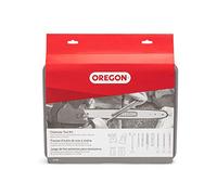Oregon Kit d'Entretien pour Chaîne de Tronconneuse, Kit d'Affûtage Chaine Tronçonneuse avec Boîte de Rangement, Contient Limes, Poignées, Profondimètre, Étau, Gauge, Cales et Accessoires (601981)
