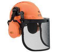 Oregon Protect Casque de Sécurité Tronçonneuse, Protections Auditives | Visière en maille d'acier intégrée, pour travaux de bûcheronnage