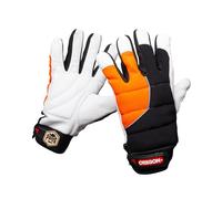 Oregon Protect Pro Gants de Tronçonneuse, Équipement de Protection, Gants de Travail EPI Haute Visibilité, Technologie ForestXFiber, Protection Main Gauche, Cuir Premium Orange et Noir, M