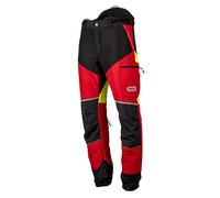 Oregon Protect Pro Pantalon Protection Tronçonneuse, EPI Haute Visibilité, Tissu Respirant, Pantalon De Sécurité, Équipement de Protection, Travaux Forestiers et Extérieurs, Rouge/Jaune, Taille 3XL