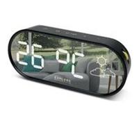 Explore Scientific RDC2002 Horloge avec façade Miroir de l'heure, température Interne, prévisions du Temps à icône, Double réveil 3 Niveaux de luminosité, contrôle Soft Touch, Port USB Noir