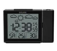Explore Scientific RPW3009 Horloge de Projection avec Affichage radiocommandé de l'heure, Fonction mètre, Port USB pour recharger Le téléphone, capteur de température Interne, Noir