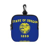 Oregon State Flag Petite pochette étanche à fermeture éclair Sac de rangement en néoprène pour écouteurs, porte-clés