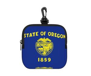 Oregon State Flag Petite pochette étanche à fermeture éclair Sac de rangement en néoprène pour écouteurs, porte-clés