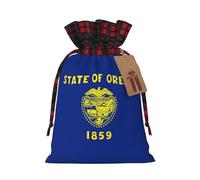 Oregon State Flag Print Christmas Drawstring Gift Bags Gift Pouch Candy Pouch Fun Wedding Bags 30*21cm