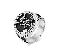 orehugaf Bagues Bague Bijoux Femme Hommes Bague Amulette De Protection Contre Satan, Archange Michel, San Miguel, 10 Pièces, Argent