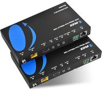 Orei Balun d'extension HDMI 4K ARC - HDBaseT UltraHD 4K @ 60Hz 4:4:4 sur un seul câble CAT5e/6/7 avec prise en charge HDR, LAN, CEC, ARC et IR, RS-232 - Jusqu'à 100 m - Sortie audio - Alimentation par