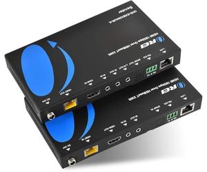 Orei Balun d'extension HDMI 4K ARC - HDBaseT UltraHD 4K @ 60Hz 4:4:4 sur un seul câble CAT5e/6/7 avec prise en charge HDR, LAN, CEC, ARC et IR, RS-232 - Jusqu'à 100 m - Sortie audio - Alimentation par
