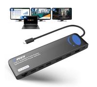 OREI Répartiteur de station d'accueil USB-C triple moniteur - USB-C vers 2 x HDMI et 1 x adaptateur DisplayPort, 100 W PD, Gigabit Ethernet, 4 x USB 2.0/3.0, lecteur microSD - Compatible Windows et