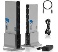 OREI SplitExtend DisplayLink Station d'accueil pour Ordinateur Portable 4K @ 60 Hz Triple Moniteur 4 x USB 2/3.0, 1 x Type-C, Lecteur de Carte SD - Adaptateur USB-C vers écran étendu HDMI 2.0
