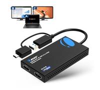 OREI SplitExtend Répartiteur HDMI 4K avec écran étendu pour deux moniteurs - Affichage multi-écrans 3 écrans séparés - Adaptateur USB A et USB-C vers HDMI 2.0, 4K @ 60 Hz, pilote DisplayLink MacOS
