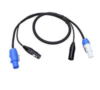 Oreilet Câble D'extension adapté pour PowerCon, Câble combiné de Signal XLR Professionnel 23 AWG AC 3 Broches, Cordon d'alimentation pour éclairage de Scène, Concerts, événements (1m)
