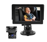 Oreilet Caméra Rétroviseur Voiture Bébé, 4,3" 1080P, Siège Arrière Moniteur Bébé, Vision Nocturne, Rotation à 360°, Grand Angle 150°, Support à Ventouse, Conduite en Toute sécurité (Caméra avec 2