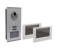 Oreilet Caméra Sonnette Vidéo Intelligente, Sonnette Judas à Balayage Carte d'identité 960P avec 2 écrans D'affichage pour sécurité Maison, Appartements, Villas, Hôtels, Bureaux (Prise UE)