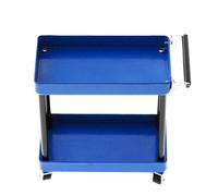 Oreilet Chariot à Outils, Mini 2 Outils de Stockage Chariot Mobile Atelier Mobile Outils de Réparation de Garage Chariot Chariot à Outil Rc Accessoires pour 1/8 1/10 1/12 1/16 Modèle d'échelle (Blue)
