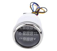 Oreilet Compteur Numérique Multifonction 52 Mm, Moniteur de Tension RPM de Température de L'eau avec Affichage Bleu Vif pour Camping-cars, Camions, Bateaux, Yachts (Cadran noir capuchon argenté)