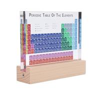 Oreilet Décoration de Bureau Tableau Périodique, Tableau Périodique en Acrylique des éléments Chimie avec Support en Bois, éclairé, Décor TablePériodique pour étudiants Enseignants