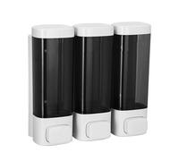 Oreilet Distributeur de Shampoing et Après-shampooing, Distributeur de Savon Douche Manuel Suspendu 3 Chambres 320 ML, Pompe à Savon à Pression pour Lavage du Corps Montage Mural