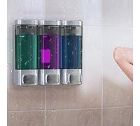 Oreilet Distributeur Manuel Shampoing et Après-shampooing, Distributeur Savon Douche Suspendu 320 ML X 3 Savon Mural Triple Liquide Le Corps DistributeurSavon Pression