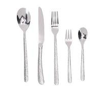 Oreilet Ensemble D'argenterie Martelée pour 4 Personnes, Ensemble Couverts en Acier Inoxydable avec Couteaux, Fourchettes, Cuillères, Ensembles D'ustensiles Coutellerie Rétro (SILVER)