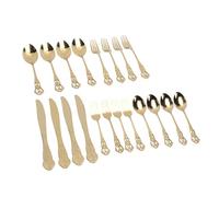 Oreilet Ensemble d'argenterie Rétro 20 Pièces pour 4 Personnes, Ensemble de Couverts en Acier Inoxydable avec Couteaux de Table, Fourchettes, Cuillères, d'ustensiles de Coutellerie Vintage, (GOLD)