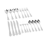 Oreilet Ensemble d'argenterie Vintage 20 Pièces pour 4 Personnes, Ensemble de Couverts en Acier Inoxydable avec Couteaux de Table, Fourchettes, Cuillères, d'ustensiles de Coutellerie Rétro, Passe