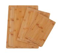 Oreilet Ensemble de 3 Planches à Découper en Bambou pour la Cuisine, Planche à Découper avec Rainures à Jus, Planche à Charcuterie, Plateau de Service pour la Préparation des Repas