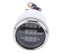 Oreilet Ensemble de Jauge Triple, Voltmètre de Pression D'huile Température L'eau 52 Mm, Jauge Numérique avec Rétro-éclairage, Automatique Marine Voiture pour Voitures (Cadran noir couvercle argenté)