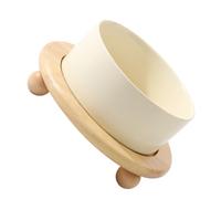 Oreilet Gamelle Surélevée pour Chat, Plats Surélevés Céramique pour Chat avec Support Bois pour Animaux Compagnie, Gamelle Anti-vomissements pour Animaux Compagnie (400ml)