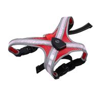 Oreilet Harnais Lumineux pour Chien Gilet Réfléchissant éclairé par LED Multicolore Harnais sécurité Réglable Rechargeable Qui Brille dans Le Noir pour la Marche Nocturne des Chiens (Rouge)