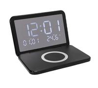 Oreilet Horloge de Charge sans Fil 15 W, Horloge électronique Pliable à Charge Rapide, Miroir LED avec luminosité Réglable pour Table de Nuit, Bureau, Chambre à Coucher (2)
