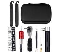 Oreilet Kit D'outils Réparation Vélo, Kit Réparation Pneus avec clé à Cliquet 72 Dents, Rallonge, 10 Embouts Vissage, 2 Démonte-pneus et Boîte Rangement pour Vélos Route et VTT (OUTIL2)