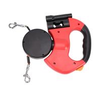 Oreilet Laisse pour 2 Chiens, Harnais Rétractable amélioré avec Veilleuse pour Chiots de Petite, Moyenne et Grande Taille, Extensible, Poignée Ergonomique (Rouge)