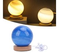 Oreilet Lampe de Table Chevet, Lampes de Chevet Portables à intensité Variable avec 3 Températures Couleur, Abat-jour Verre Bleu, Petite Boule en Continu Veilleuse pour Salon Salle Manger