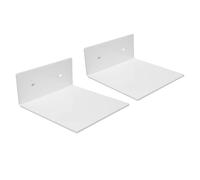 Oreilet Lot 2 Petites étagères Flottantes, Mini étagère Rangement Murale Acrylique avec Adhésif, Petite étagère Flottante pour Figurines, Plantes, Objets Collection, Haut-parleurs (White)