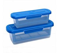 Oreilet Lot de 2 Bols à Pâte avec Couvercle, sans Gâchis, Meilleur Shaker à Panure, Bols à Panure, Récipient pour Ailes Poulet, Poisson Frit, Crevettes, Rondelles D'oignon, Légumes (BLUE)