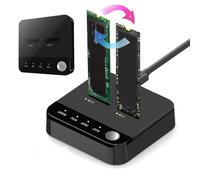 Oreilet Mise à Niveau M.2 Duplicator Cloner, 20Gbps Dual Bay Serial ATA vers NVMe Dock Station, M.2 Disque Dur Dual SSD Enclosure, M2 Reader Support Offline Cloning UASP et Trim