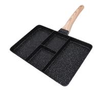Oreilet Poêle à Griller Antiadhésive Divisée, Poêle à 4 Sections avec Séparateur, à Petit-déjeuner pour la Cuisson des œufs, Steak, Bacon, Cuisine Maison, Friture