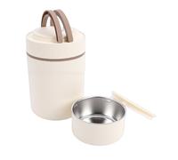 Oreilet Pot Alimentaire isolé, Tasse à Soupe Isolée Portable en Acier Inoxydable avec Couvercle, Tasse de Petit Déjeuner Thermique, ThermosSoupe pour Aliments Chauds, Boîte (Marron avec 1