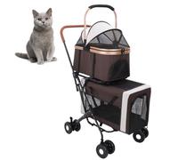 Oreilet Poussette Chien, Double Pet Petroller pour Petits Chiens Moyens, Léger Détachable Pliable 4 Roues Route Compagnie Voyage pour Chat, Chiot Lapin Minette Poussette