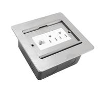 Oreilet Prise Cachée à Plat Encastrée, Boîte Sortie Plancher Encastrée avec 2 X 3 Degrés et Port LAN, Couverture Sortie électrique du Sol intégré pour le Bureau du Salon la Cuisine