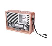 Oreilet Radio Portable à énergie Solaire avec Horloge, Radio FM AM SW Rétro Rechargeable par USB avec Haut-Parleur Lampe de Poche, réveil de Poche d'urgence Extérieure