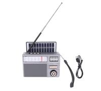 Oreilet Radio Portable AM FM SW, Radio à Ondes Courtes d'urgence avec Panneau Solaire et Alimentation de Batterie Rechargeable, Haut-Parleur Bluetooth, pour L'urgence, L'extérieur (Grey)
