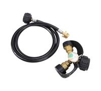 Oreilet Répartiteur en Y de Réservoir de Gaz, Adaptateur de Répartiteur de Gaz en Laiton à 2 Voies avec Jauge et Tuyau de 4 Pieds, pour Barbecue, Poêle de Camping, Chauffage, Foyer