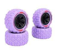 Oreilet Roues Pneus Hexagonaux RC 12 Mm, 4 Pièces Remplacement Pneus Terrain Boueux 3,26 X 1,67 Pouces, Roues Beadlock Antidérapants pour Camion sur Chenilles de Voiture 1/14 1/16 (Purple)